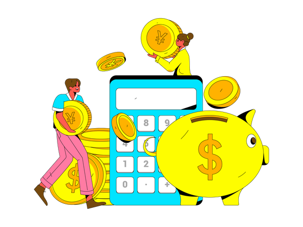 People doing financial budget planning  Illustration