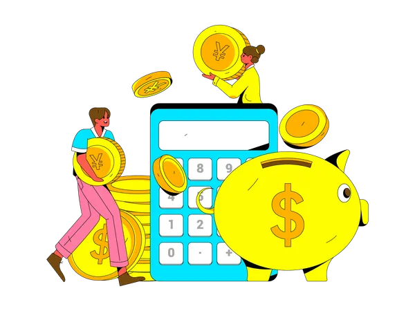 People doing financial budget planning  Illustration