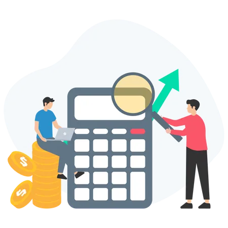 People doing financial calculation  Illustration