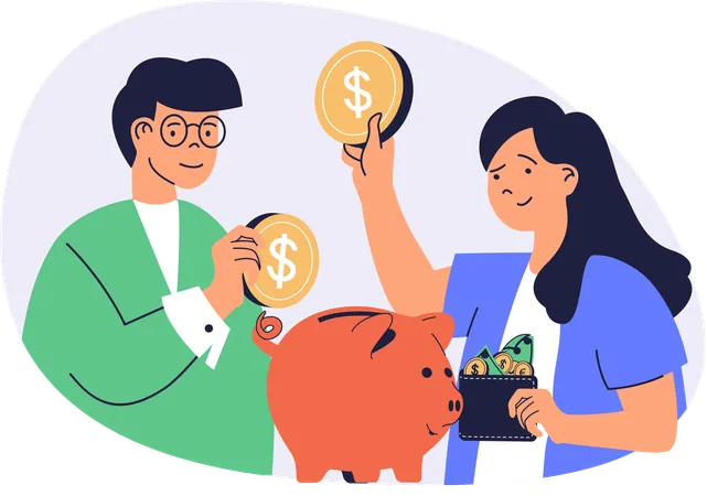 People doing financial saving  Illustration