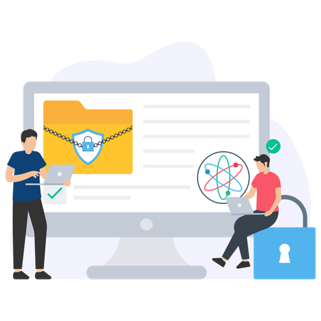 フォルダセキュリティに取り組む人々  イラスト