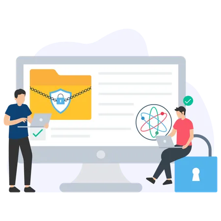 フォルダセキュリティに取り組む人々  イラスト