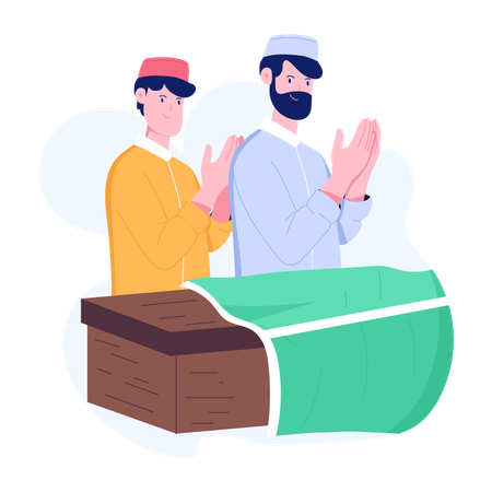 People doing Funeral Prayer  Illustration