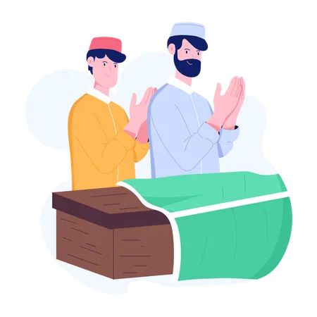 People doing Funeral Prayer  Illustration