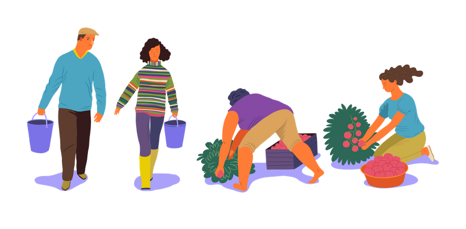 People Doing Gardening  Illustration