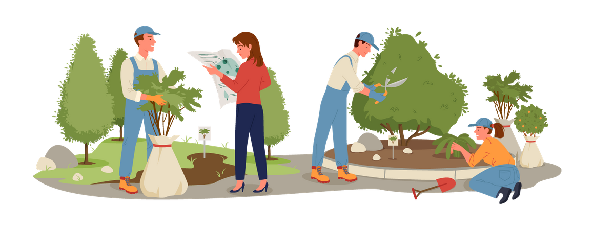 People doing gardening  Illustration