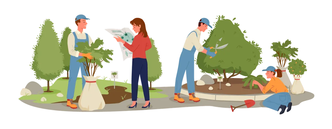 People doing gardening  Illustration