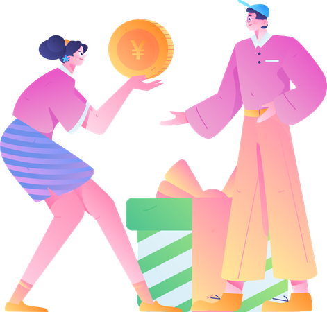 People doing gift shopping  Illustration