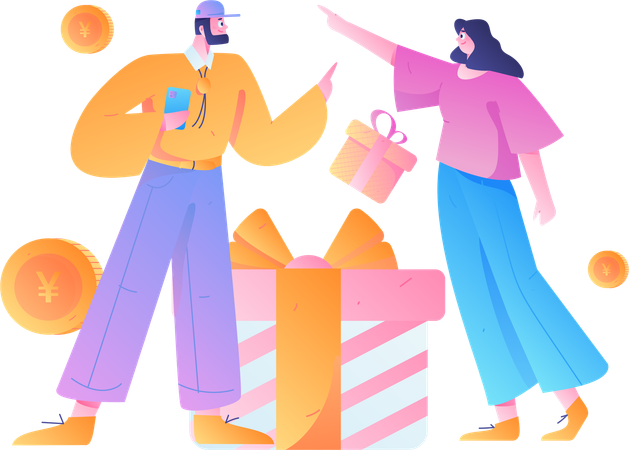 People doing gift shopping  Illustration