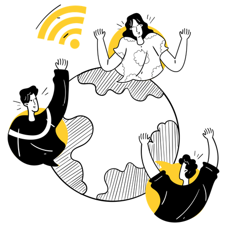 People doing Global Communication  Illustration