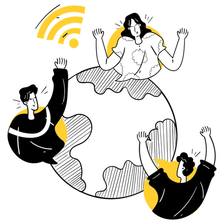 People doing Global Communication  Illustration