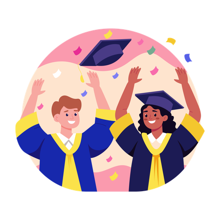People doing graduation celebration  Illustration