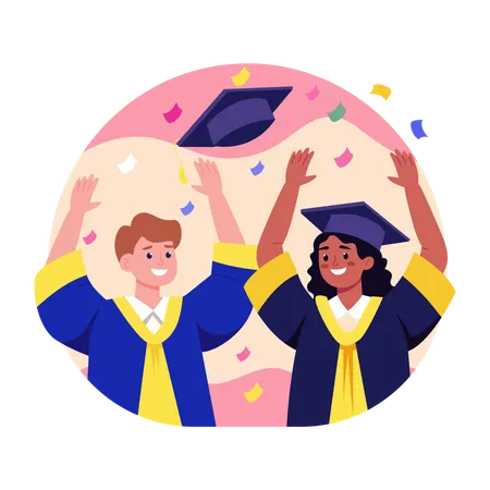 People doing graduation celebration  Illustration