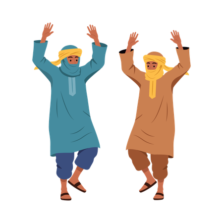 グループ文化ダンスをする人々  イラスト