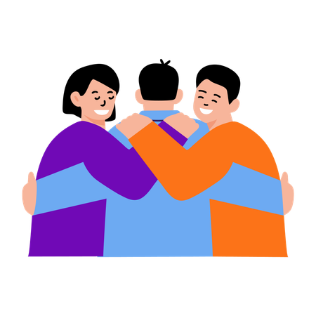 People doing group hug  Illustration