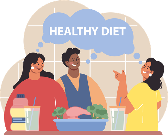 People doing healthy diet  Illustration