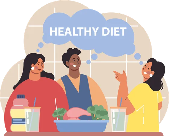 People doing healthy diet  Illustration