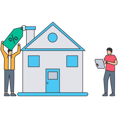 People doing house bargain  Illustration