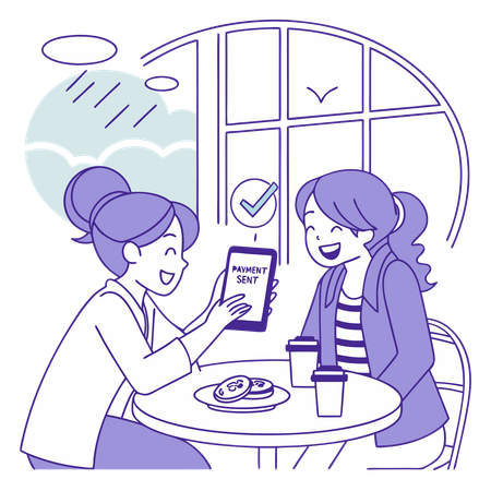 People doing instant money transfer  Illustration