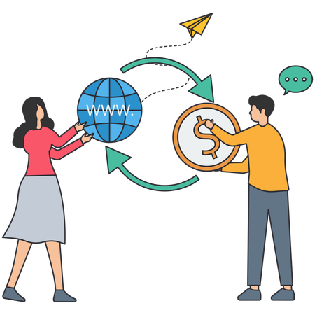 People doing international Fund transfer  Illustration