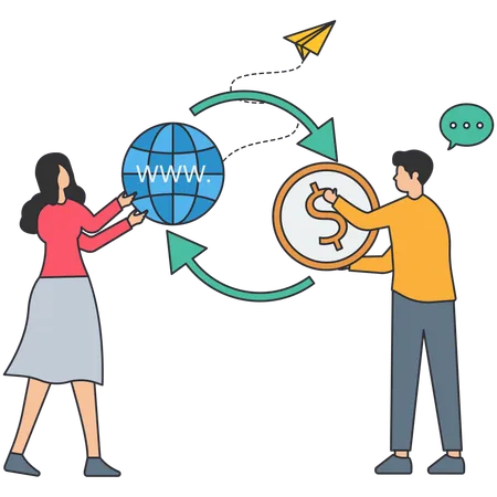 People doing international Fund transfer  Illustration