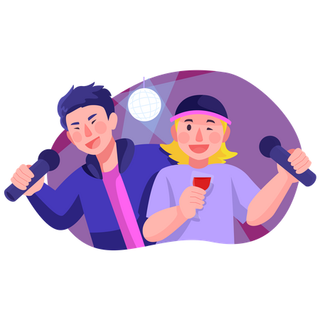 People doing karaoke  Illustration