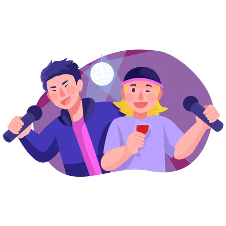 People doing karaoke  Illustration