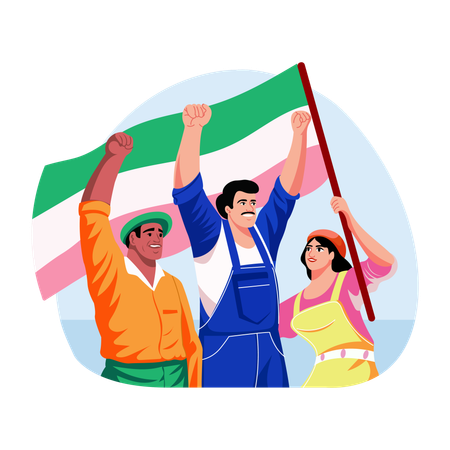 People doing labour protest  Illustration