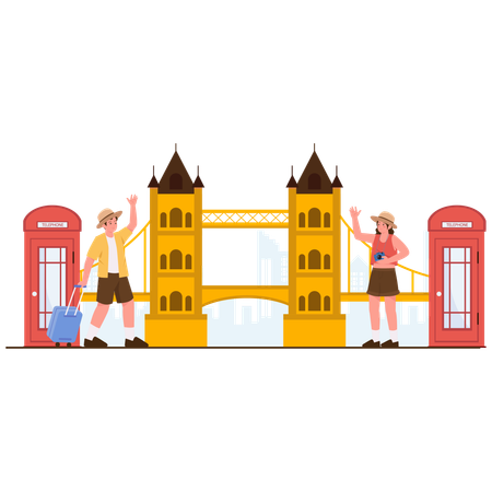 People doing London Bridge Tour  Illustration