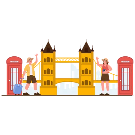 People doing London Bridge Tour  Illustration