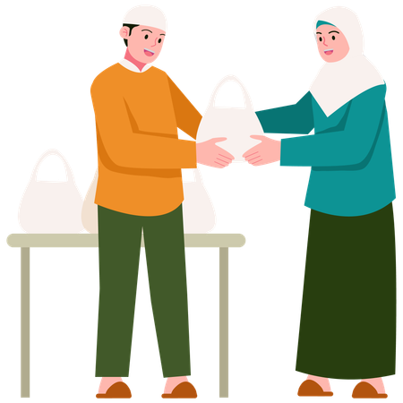 People doing Meat Distribution  Illustration