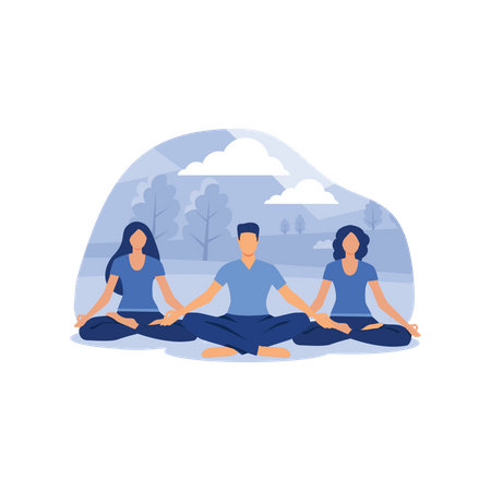 People doing meditation  Illustration