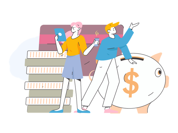 People doing money management  Illustration