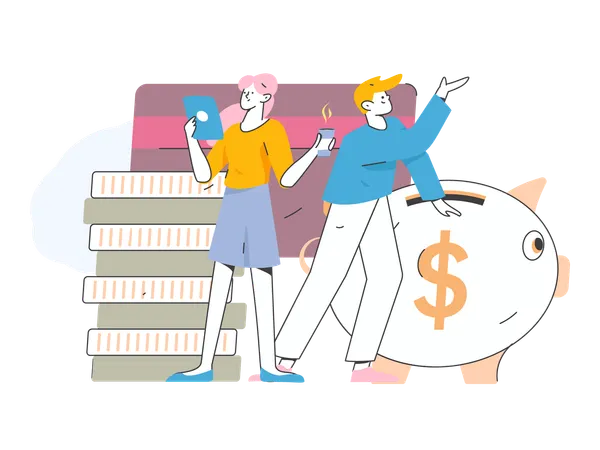 People doing money management  Illustration