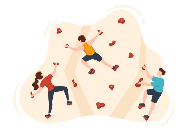 People doing mountain climbing training  Illustration