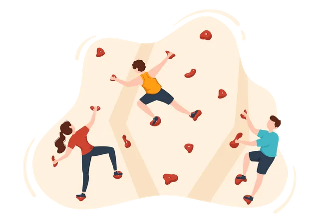 People doing mountain climbing training  Illustration