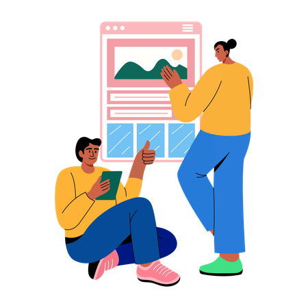 People doing native advertising  Illustration