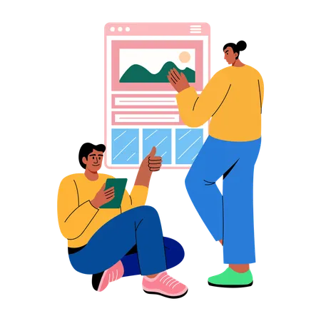 People doing native advertising  Illustration
