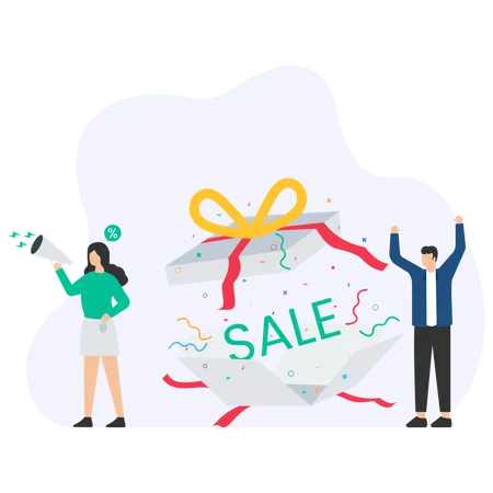 People Doing Offer Marketing  Illustration