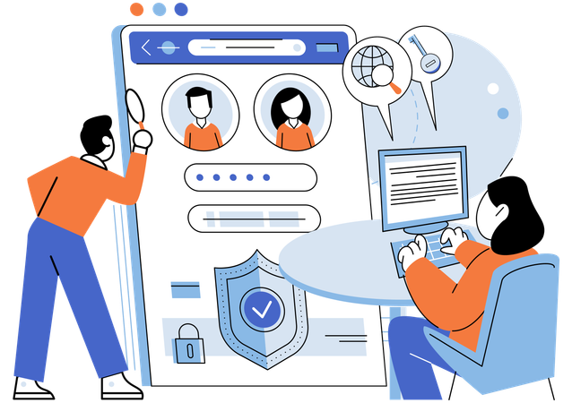 People doing online account login  Illustration