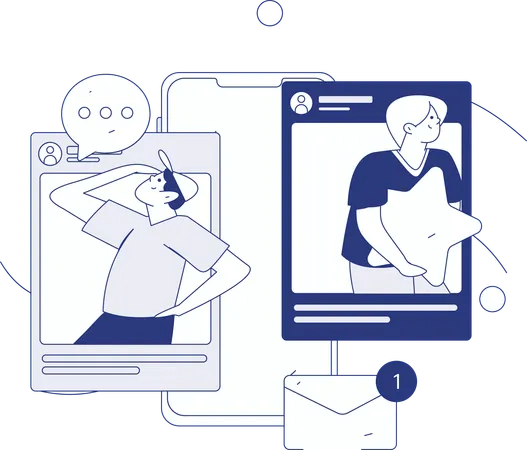 People doing online chatting  Illustration
