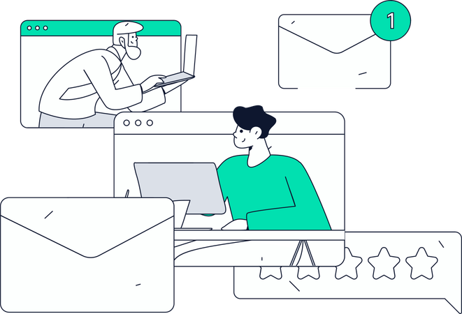 People doing online collaboration  Illustration