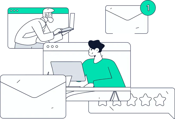 People doing online collaboration  Illustration