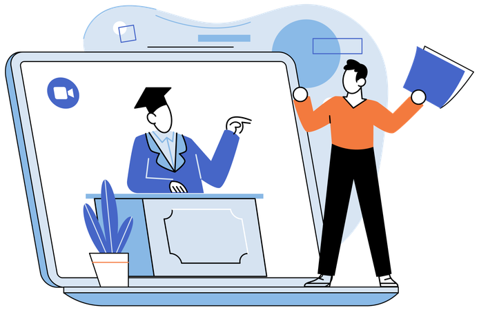 People doing online communication  Illustration