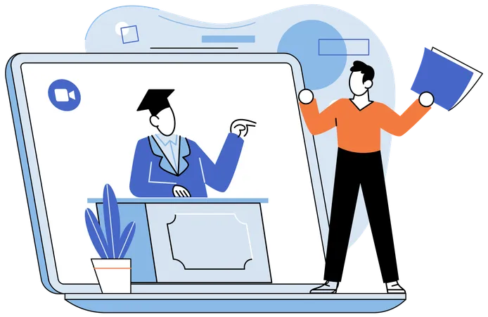 People doing online communication  Illustration