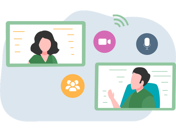 People doing online Conference call  Illustration