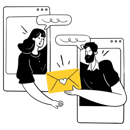 People doing online conversation  Illustration