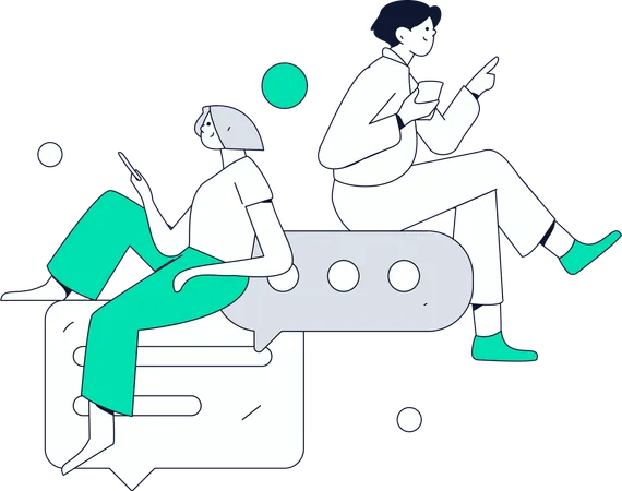 People doing online conversations from mobile  Illustration