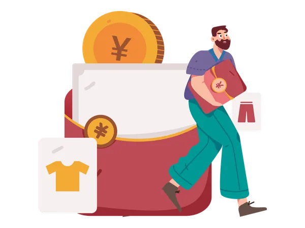 People doing online gift shopping  Illustration