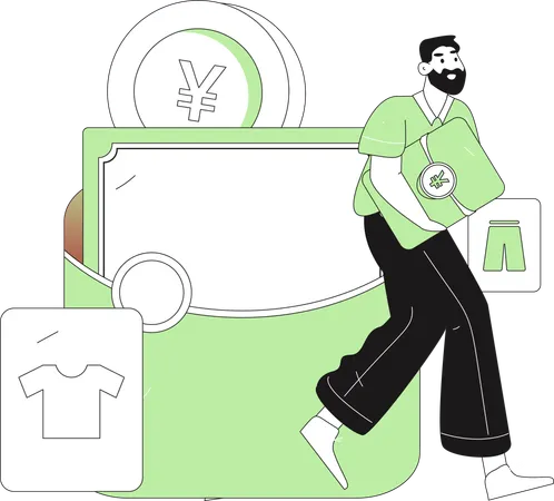 People doing online gift shopping  Illustration